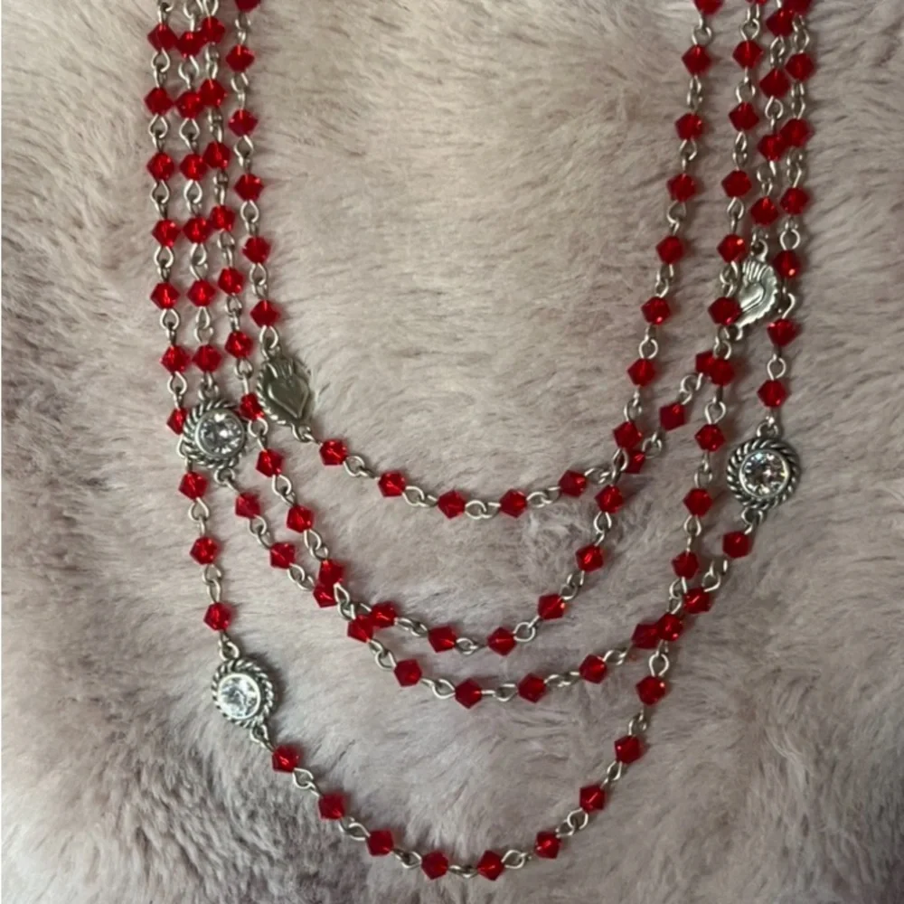 VSA Virgin Saints & Angels 4 strand crystal layered necklace, w clear crystals - Picture 2 of 7